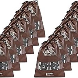 Shoe Cover for Travel, Travel Accessories Shoe Bag with Transparent Window Shoes Cover Pouch, Joota Cover in Brown Color Pack of 12-image-85
