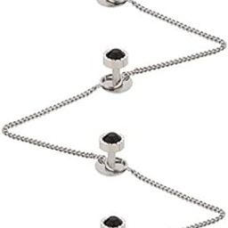 Black Brass Glass Kurta Buttons with Diamond Crystal and Chain for Men and Women TSSPKURTA1958-16