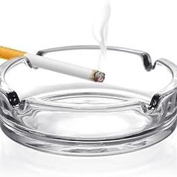 QUALIZA Glass Ashtray for Cigarette Cigar Crystal Ashtray Large Home Round Clear Glass Ash tray Cool Office Decor Outdoor and Indoor Use for Home Patio Porch Deck Decoration- 1 Pcs-picture-19