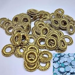 Bhavya Enterprises Small Mirror Frames and Mirrors for Embroidery Work,Crochet Art & Craft Material,Bohemian,Used in CHURIDAAR,Blouses,DUPPATTA,Blouse,Neck Design Making,Pack of 50 Pcs (Golden)-image-46