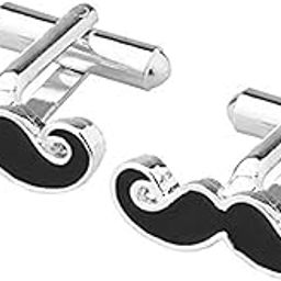 Mooch Moustache Black Silver Brass Office Formal Shirt Blazer Cufflink Pair Tie Pin Combo Men Gift Box-image-3