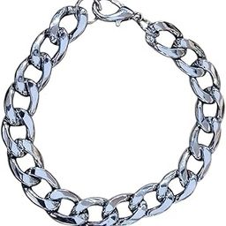 Chunky Cuban Link Chain Bracelet, Silver-Tone, 20 cm, Lobster Clasp-34