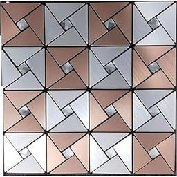 Peel and Stick Metal Mosaic Tiles for Kitchen and Bathroom Backsplash Premium Alum Laminate & Copper Windmill Glass Design,Easy Installation,Scratch and Heat Resistant,Decorative Wall Panels 12 Set-2