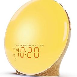 OTQIRSJN Sunrise Alarm Clock Wake Up Light, Sleep Timer with Dual Alarms & Natural Sounds, FM Radio, White Noise Sounds Machine for Kids Adults Heavy Sleepers-20