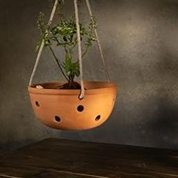 Village Decor Handmade Terracotta Bowl Shape Orchid Pot|Indoor and Outdoor Plannter Pot with Multiple Holes|Pack of 1|Height - 3.75-image-27