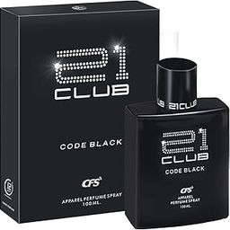 Cargo Club 21 Code Black Perfume Spray for Men | Long Lasting Fragrance | Apparel Body Spray | Fresh Scent | Premium Scented Perfume for Office Party Travel Gifting, 100ml - Black-image-1