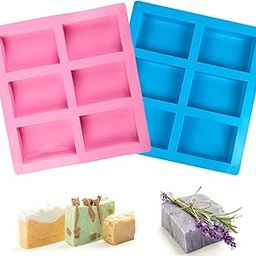 REDSKY 2 Pieces Silicone Mould Tools for Soap Making, 6 Cavity Rectangular Mould for Cakes, DIY Baking, Hand-Made Soap-35