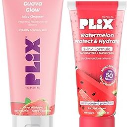 PLIX - THE PLANT FIX Glow, Moisturize & Protect Duo | Guava cleanser & Watermelon dual sunscreen | With SPF PA 50 ++++ & Vitamin C | Lightweight Hydration-29