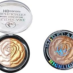 Professional Illuminator Ultra Smooth Shine Waterproof Face Highlighter Easy-To-Blend Shimmery Powder for Perfect Face Highlighter 2in1 light pich & light copper-image-50