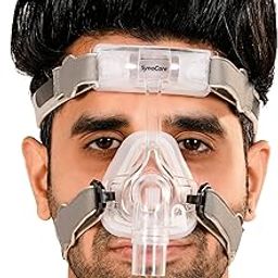 Synocare Cpap Mask for cpap machine for sleep apnea NASAL CPAP type face mask covers nose only compatible to all cpap machine with head strap 100% Transparent (Large)-4