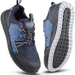FUEL Flute Safety Shoes for Men | Industrial Steel Toe (150J) | Synthetic + PVC Upper & Rubber Double Density Sole | Kevlar Insole & Energy Absorption | Breathable Mesh Lining (Blue-Size-9UK)-image-9