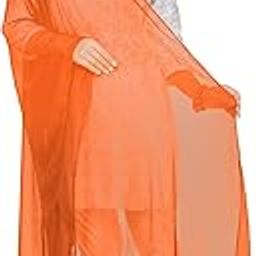 Women's Chiffon Dupatta Orange Scarf Shawl Wrap Soft Bollywood-image-81