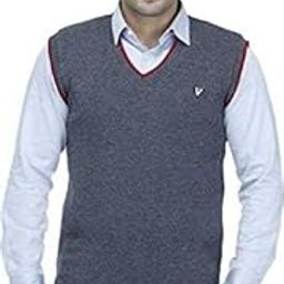 Mens Winter V Neck Half Sleeves Woolen Multicolor Sweater-image-86