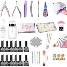Kalatika nail art kit for women,Basic Nail Art Products For Beginners-Nail Extension Kit With Gel Polish-10 Color & Top Coat-Base Coat, nail extension kit for Women and Girls-image-86