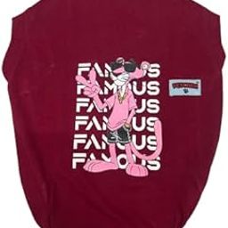 Fetcher Dark Red (Maroon) Printed 'Famous' T-Shirt for Dogs and Cats Comfortable Lightweight Animal Cloth (10" XXS)-image-32