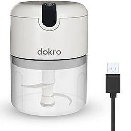 Dokro Rechargeable Mini Electric Chopper, 250 ml Bowl, Stainless Steel Blades, One-Touch Operation, for Garlic, Vegetables, Meat-image-93