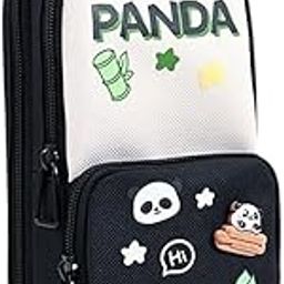 Royals hub Black Panda Pencil Case 6 Layer with 3 Compartment Cute Aesthetic Pencil Case for Boys & Girls Large Capacity Pencil Pouch for School Kids Cute Stationary Gift Organizer for School-image-88