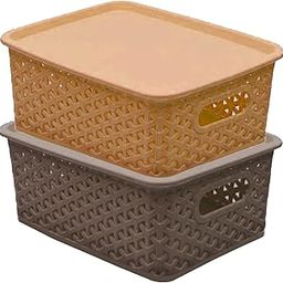 Kuber Industries Plastic 2 Pieces Big Size Multipurpose Solitaire Storage Basket with Lid (Multi) - CTKTC024953-image-30