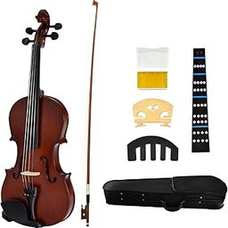 JUAREZ Legnò Violin Kit, Full Size 4/4 Hand-Carved Solid Spruce Top, Solid Maple Back & Sides, JRV212DB with Redwood Bow, Rosin, Full Tone Sticker, Mute, Bridge, Oblong Case, Dark Brown-image-25