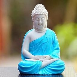 craftpitaraa Meditation Buddha White Premium Rare Handcrafted Polymarble Meditation/Dhyan Blue Buddha Statue Lord Figurine/Idol,Medium-picture-8