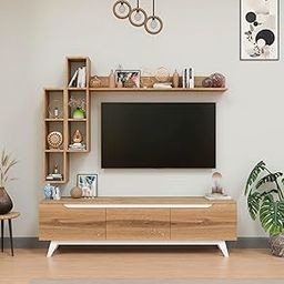Spyder Craft Matte Finish TV Entertainment Unit, Tv Stand with Wall Shelf Book Storage | Decore Living Room Engineered Wood TV Entertainment Books Storage & Decor Display Unit-picture-0