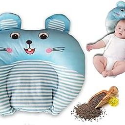 Rai Baby Mustard Seed Pillow with Supersoft Fur Fabric | 0 Month-18 Months Kids Pillows | Cartoon Prints| Infant Rai Pillow for Sleep Bed Set | Head Shaping Neck Support Cusion (Blue)-29