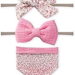 POLKA TOTS Cotton Floral Print Bow Headband With Reversible Bandana Bib Set - Pink-image-39