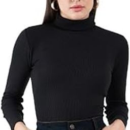 Women's Cotton Solid Turtleneck Ribbed Top | Long Sleeves Stretchy Fitted Top for Women | Knitted Pullover Western T-Shirt-image-25