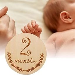 ATORSE 12x Simple Baby Monthly Milestone Wood Cards Engraved for Pregnancy Journey StyleC-image-54