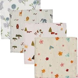 DULAAR Organic Muslin Face Napkin Pack of 4 Napkins for Newborns, Baby & Infants | Super Soft Hankies Made of 100% Cotton (25cm x 25cm) | Absorbent and Hypoallergenic | Safari & Flower Print-image-30