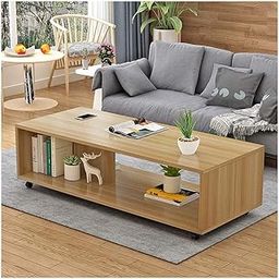 Lukzer Engineered Wooden Center Table with Wheels Open Storage Desk (CT-003/Light Oak) DIY (Do It Yourself) (80 x 40 x 30Cm)-image-83