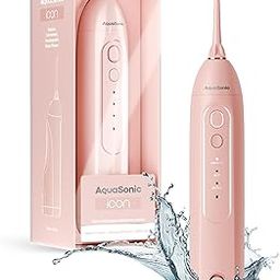 AquaSonic Icon Water Flosser – Cordless Rechargeable Water Flossers for Teeth & Braces – Waterproof Portable Dental Cleaning with Jet Tip – Braces Home Travel - Blush-20