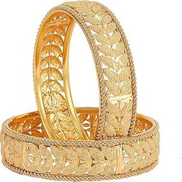 Set of 2 Latest Traditional Stylish Gold Plated Bangles for Women-28