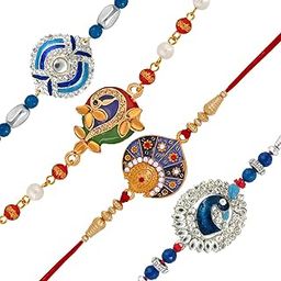 Combo of Rakhis with Meenakari Work Crystals and Artificial Beads for Bhai (PARCO1105241PR)-96