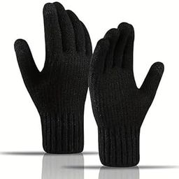 Black Wool Knitted Gloves - Warm, Soft, & Stylish Winter Essential for Men and Women.-image-79