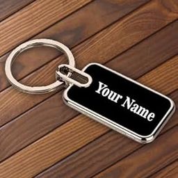 Personalized Metal Keychain with Custom Name, Black and Silver, Hotel & Room Number, For Apartments-16