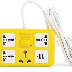 Extension Board with 2-USB Charger Ports;3 Power sockets and 1 16amps-Socket Along with 3m Long Cable. (1)-13
