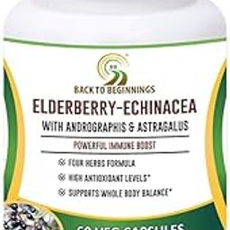 BB Back To Beginnings Complte Wellness Elderberry – Echinacea with Andrographis & Astragalus for Immunity & Respiratory Health Improvement - 500 Mg Blend – 60 Veg Capsules (pack of 01)-84