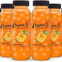 ALPHA 8 Fruit Juice Infused with Nata de Coco - Natural Energizer & Immunity Booster, Healthy Juice, High Fiber, Real Natural Taste (Pack of 6,Orange)-21