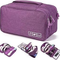 House of Quirk Polyester Travel Multi-Function Bra Underwear Packing Organize Storage Bag,Bra/Socks/Cosmetic Accessories Storage Case(Purple),11.9 Cm,14.4 Cm-image-76