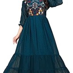 Women's Gorgette Regular Fit Full Length Gown Dress with Elegant Design for Wedding, Parties, Traditional, Festivals, Family Functions-picture-39