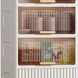 House of Quirk Bathroom Floor Cabinet, Freestanding Narrow Side Storage Organizer Cabinet with Drawers and Shelf, Slim Chest of Drawers for Bathroom, Hallway, and Living Room (White, 4 Layer 50CM)-image-40