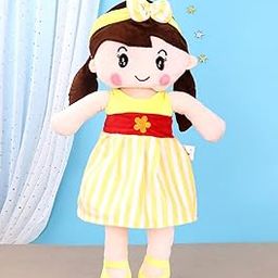 BESTIES Big Size Super Soft 50cm Stuffed Girl Cute Doll - Polyfill Washable Cuddly Soft Plush Toy - Helps to Learn Role Play - 100% Safe for Kids (50 cm, Yellow)-17