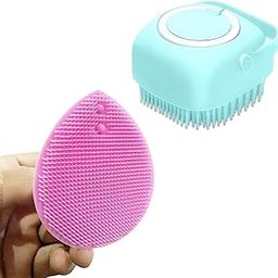GLUN® Exfoliating Body Brush with Liquid Soap Container Pack of 2 Bath Brush & Silicone Skin Cleaning Brush, Silicone Grade Material for Use in Shower, Head Scrubber Scalp Massager-image-66