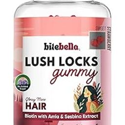 BiteBella Lush Locks Hair Gummies | Biotin & Sesbina, Amla, Grape seed Extract | Sugar-Free | Vegan | Non-GMO | Hair Growth & Reduce Hair fall (30 Gummies) (Pack of 1)-image-22