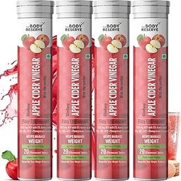 The Body Reserve Apple Cider Vinegar | 80 Effervescent Tablets, ACV With The Mother for Weight Loss And Management With Vitamin B6 and B12 | Pack Of 4 (Green Apple Flavour)-1
