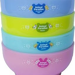 THE UMBRELLA STORE Kids Bowl Set, Non-Toxic,BPA Free Tableware Baby Feeding Bowl with Spoon Cartoon Colorful Bowl for Kids 4 Pieces with 4 Spoons-12