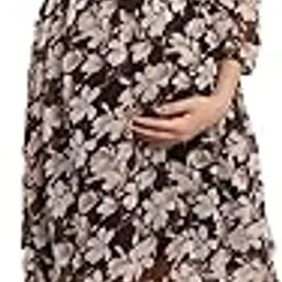 moms maternity Women's Georgette Maternity Midi Dress/Floral Print Pregnancy Dress/Easy Breast Feeding Baby Shower Dress/Western Dress with Zippers for Nursing Pre and Post Maternity-picture-25