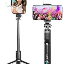 Fling X1 Mini by FTLO 3-in-1 Selfie Stick for Mobile Phone with LED Fill Light, 100cm Long with Tripod Stand, Bluetooth Remote, Best for Photos, Phone Stand Multi-Tasking, Travel, Vlogging-13