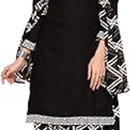 Women's Printed Dress Material - Unstitched Crepe Fabric Kurti, Pants & Dupatta Set (AZ-YS-P1-BLACK ARYA)-picture-55